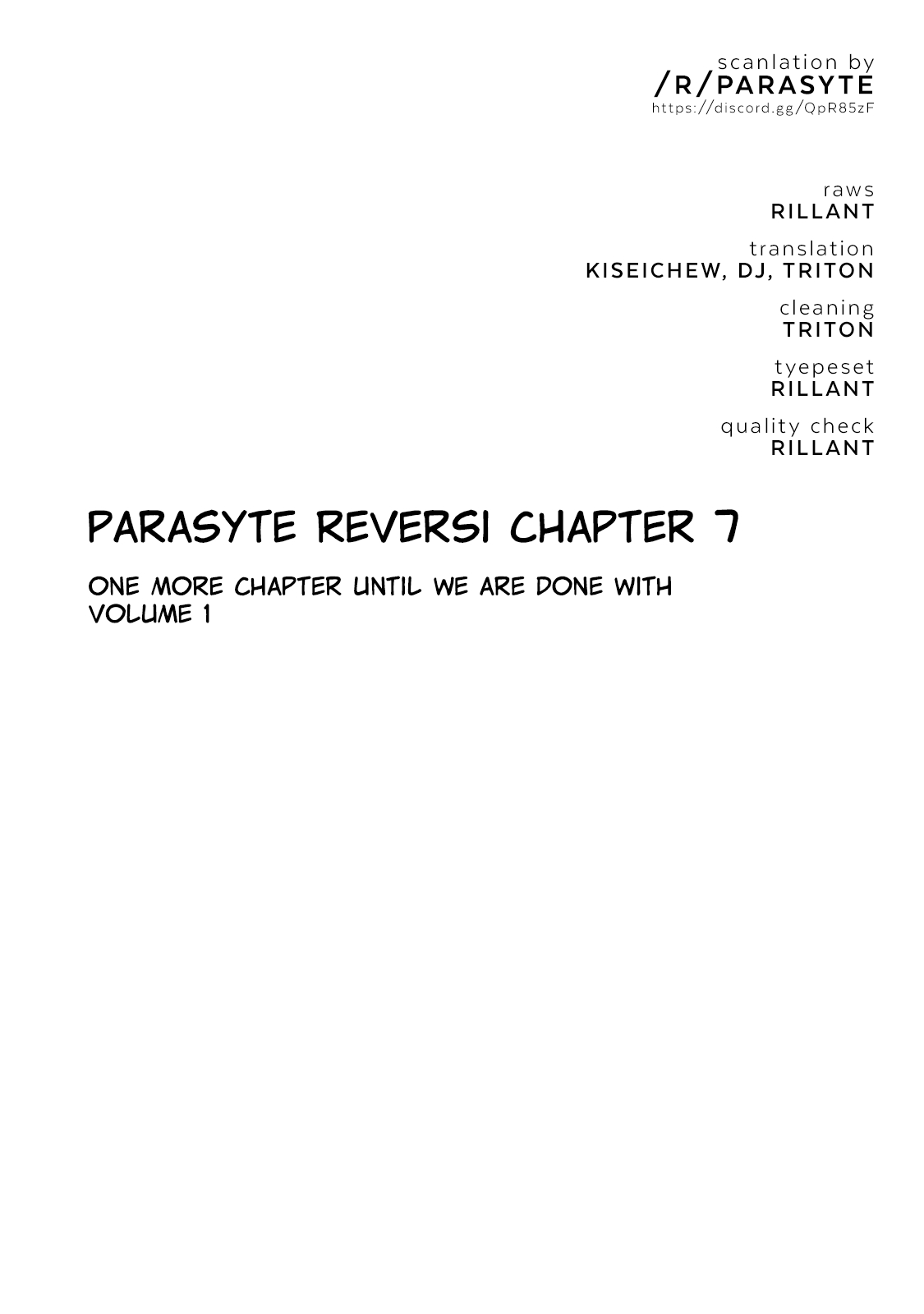 Parasyte Reversi Vol. 1 Ch. 7 Start up