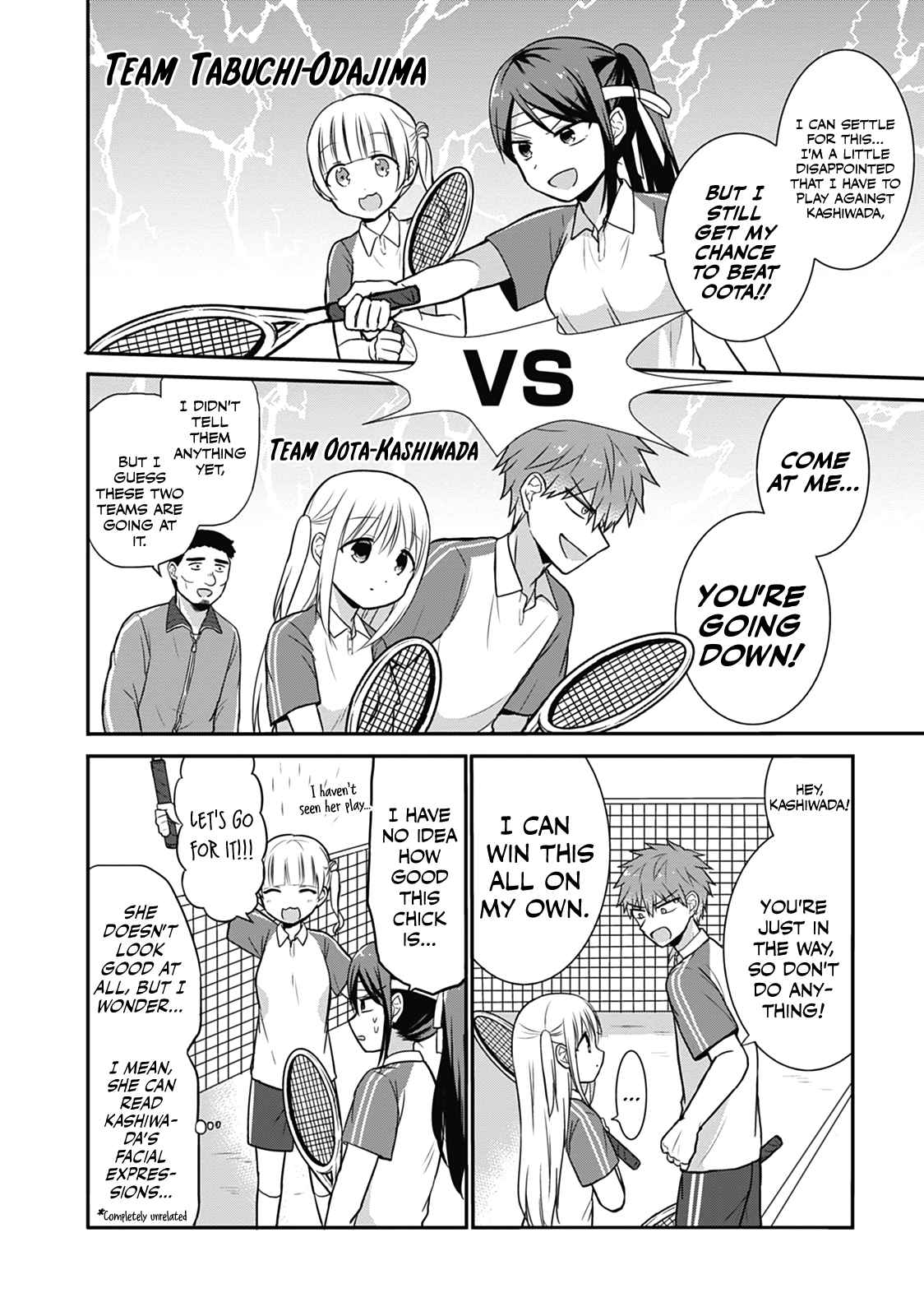 Expressionless Kashiwada san and Emotional Oota kun Vol. 2 Ch. 24 Kashiwada san and Oota kun Play Tennis