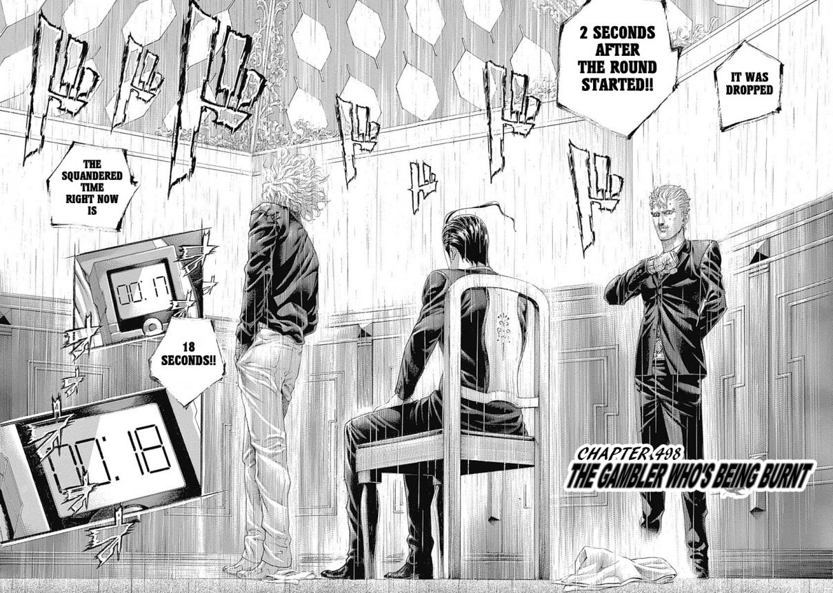 Usogui Vol. 46 Ch. 498 The Gambler Who's Being Burnt